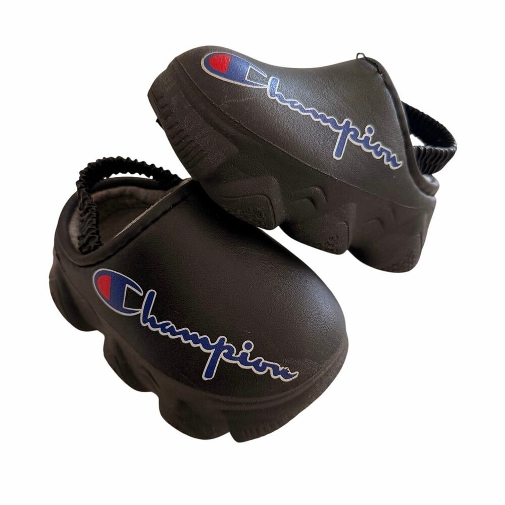 Champion Super Meloso Classic Clog Sandals Black Script Logo Toddler Size 5